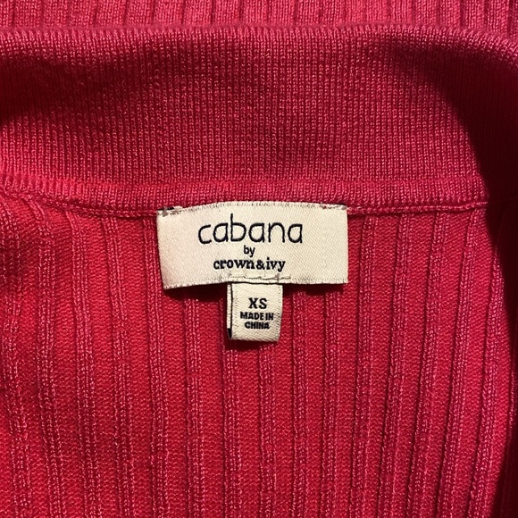 Crown & Ivy ‘Cabana’ Hot Pink Sleeveless Collared Rib Sweater Dress - Picture 7 of 8